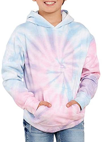 GAMISOTE Unisex Kids Tie Dye Sweatshirt Boys Girls Hooded Kangaroo Pocket Pullover Hoodies