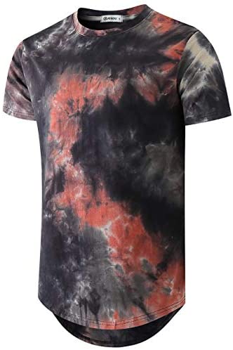 KLIEGOU Men's Hip hop Tie Dye Short Sleeve T-Shirt