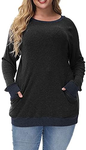 Plus Size Sweatshirts for Women No Hood Crewneck Pullover Long Sleeve Tops Fall Casual Tunic Sweatshirt