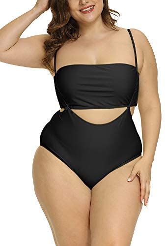 Women Plus Size Swimsuits Two Piece Tube Top High Waist Bathing Suit