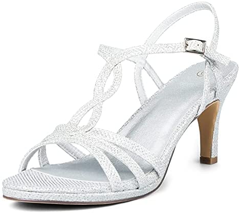 mysoft Women's Stilettos Sparkly Strappy Wedding Shoes Open Toe Prom Pump Heel Sandals