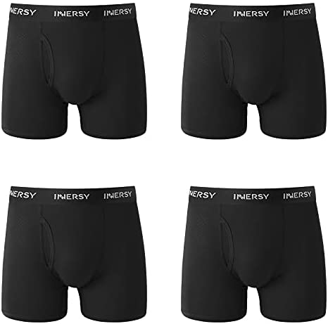 INNERSY Men's Mesh Boxer Briefs Cooling Breathable Sports Underwear W/Fly 4-Pack