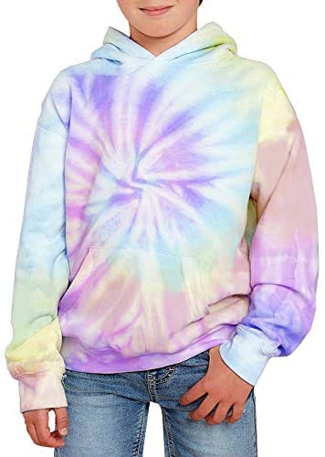 GAMISOTE Unisex Kids Tie Dye Sweatshirt Boys Girls Hooded Kangaroo Pocket Pullover Hoodies