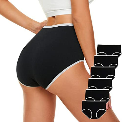 Women's Cotton Underwear High Waisted Ladies No Muffin Top Full Coverage Briefs Stretch Panties for Fall Winter