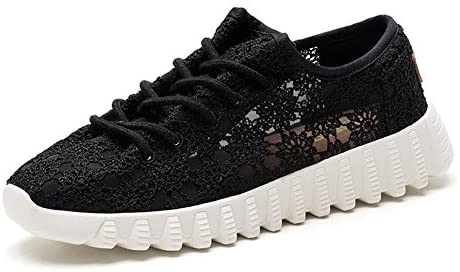 konhill Women's Hollow Out Lace-up Flat Sneakers Lightweight Walking Casual Shoes