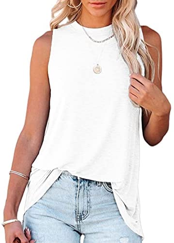 Women Sleeveless Knit Tank Top Casual High Neckline Vest Tunic with Back Zipper