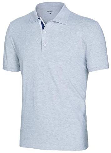 INNERSY Men's Classic Fit Stretch All Cotton Solid Pique Polo Shirts