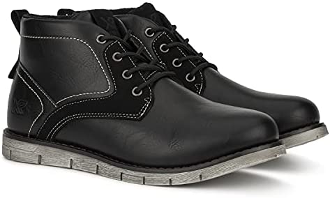 Xray Footwear Men’s Echo Fashion Chukka Boots Faux Leather Lace Up, Round Toe, Thermoplastic Rubber Outsole
