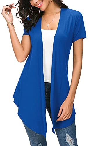 Womens Open Front Short Sleeve Cardigans for Women Lightweight Summer Drape Cardigan Vest