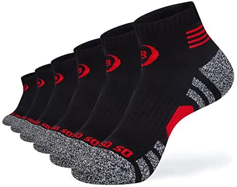 Mens Ankle Socks Athletic Thick Cushioned Breathable 6 Pairs Low MID-CREW With Arch Support Cozy Cotton Socks