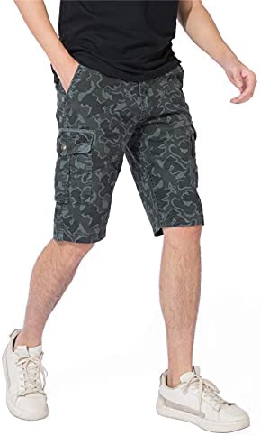 DGWZ Mens Camo Cargo Shorts Outdoor Casual Slim Fit Hiking Multi Pocket Shorts