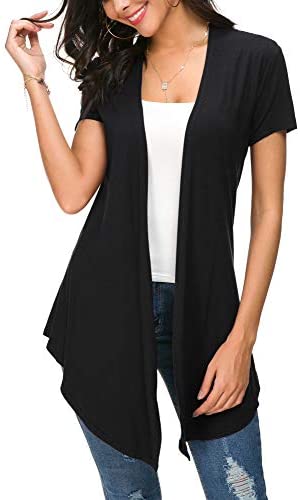 Womens Open Front Short Sleeve Cardigans for Women Lightweight Summer Drape Cardigan Vest