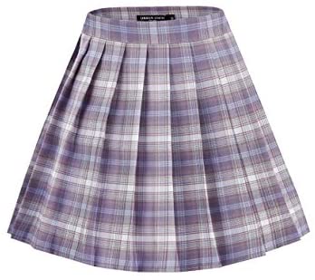 Womens Uniforms Plaid Pleated Mini Skirt