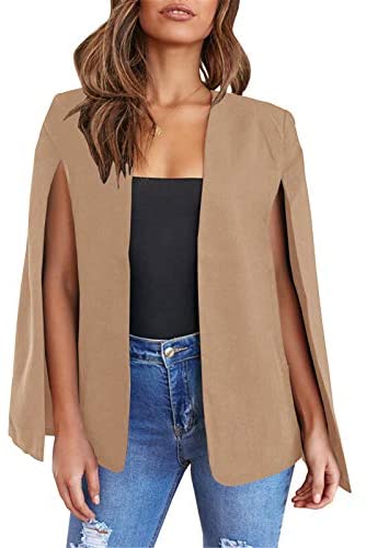 GAMISOTE Womens Cape Blazer Split Sleeve Open Front Casual Jacket Coat Workwear