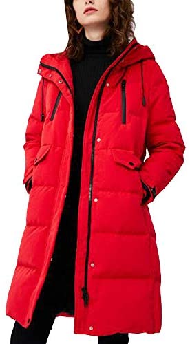 Women's Solid Mid-Length Down Jackets Plain Buckle Zipper Pocket Coat