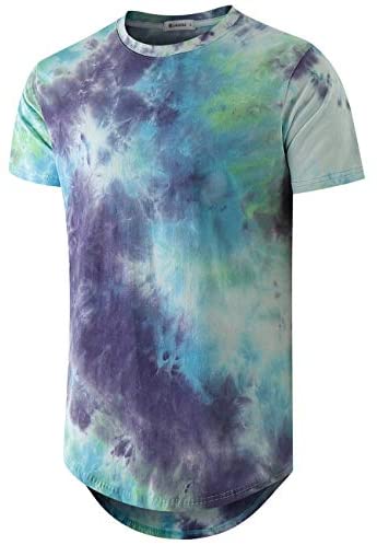 KLIEGOU Men's Hip hop Tie Dye Short Sleeve T-Shirt