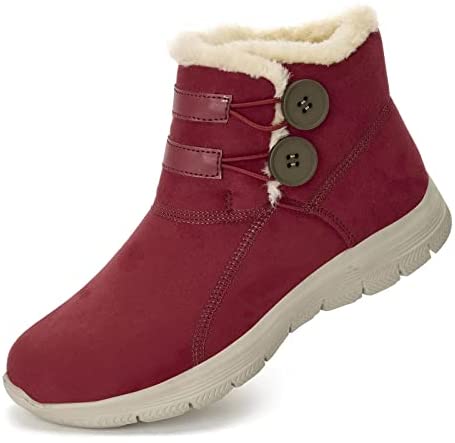 konhill Women's Winter Snow Boots - Warm Lining Ankle Booties Slip on Comfortable Outdoor Shoes