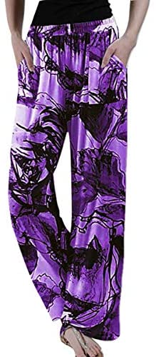 Women's Fashion Tie Dye Yoga Pants Casual Elastic Waist Wide Leg Palazzo Pants