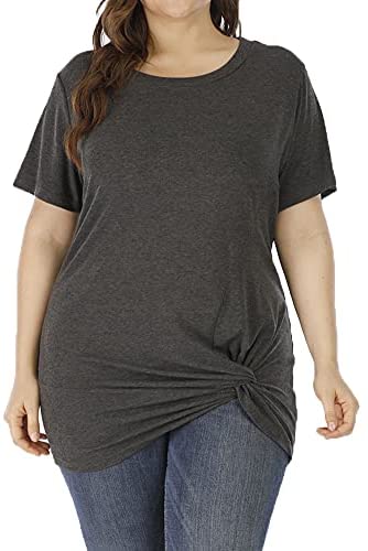 Womens Plus Size Tunic Tops Twist Knot Tunics Short Sleeve Cozy Shirt