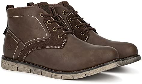 Xray Footwear Men’s Echo Fashion Chukka Boots Faux Leather Lace Up, Round Toe, Thermoplastic Rubber Outsole