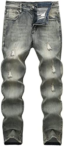 KLIEGOU Men's Ripped Slim Fit Tapered Leg Jeans
