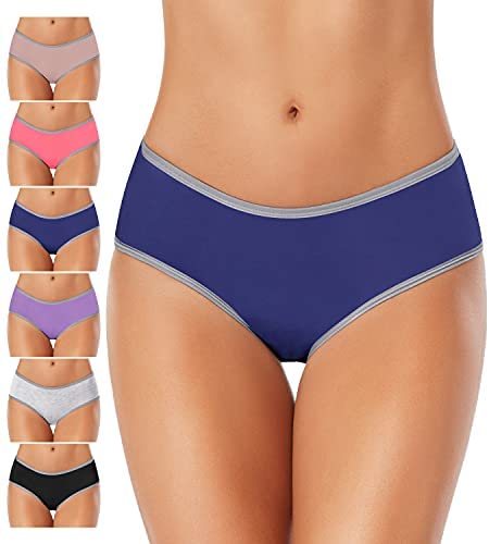 Cotton Full Coverage Underwear Womens Panties No Ride Up Hipster Soft Breathable Stretch Bikini Ladies Briefs 6 Pack