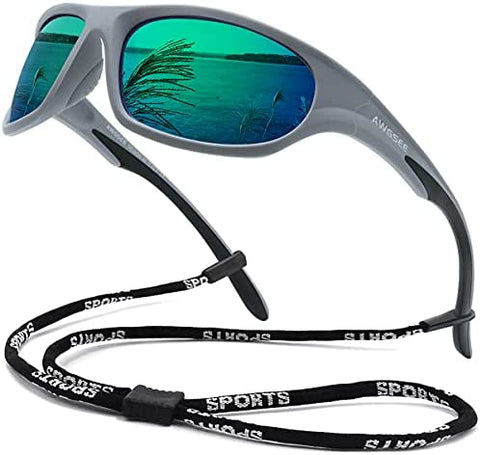AWGSEE Polarized Sports Sunglasses For Men Cycling Driving Fishing Sun Glasses TR90 Unbreakable Frame 100% UV Protection