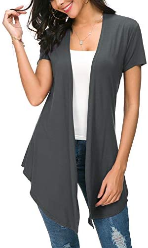 Womens Open Front Short Sleeve Cardigans for Women Lightweight Summer Drape Cardigan Vest