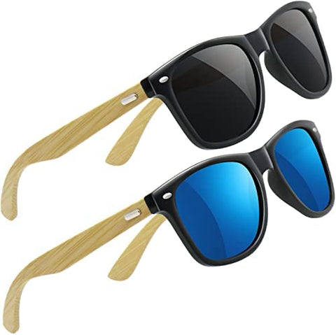 AWGSEE Polarized Wood Sunglasses For Men And Women Bamboo Wooden Frame Driving Sun Glasses 100% UV Protection