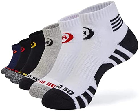 Mens Ankle Socks Athletic Thick Cushioned Breathable 6 Pairs Low MID-CREW With Arch Support Cozy Cotton Socks