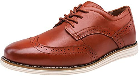 Men's Dress Shoes Leather Brogue Wingtip Oxford Shoes Business Casual Shoes for Men