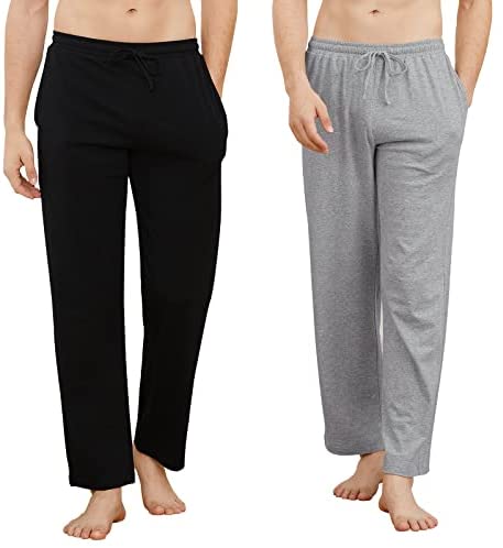 INNERSY Men's Soft Cotton Pajama Pants with Pockets Lightweight Sleepwear Bottoms 2-Pack