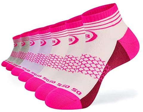 Womens Ankle Socks 7 Pairs Running Athletic Cushioned Sole Heel Shield Socks With Tab