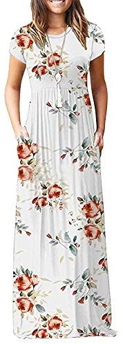 Women's Floral Print Autumn Maxi Short Sleeve Dress Sexy Long Casual Dresses