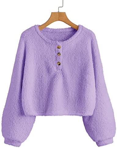 Girls Sherpa Fleece Crop Tops Oversized Puff Long Sleeve Sweatshirt Jacket Coat