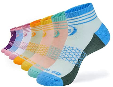 Womens Ankle Socks 7 Pairs Running Athletic Cushioned Sole Heel Shield Socks With Tab