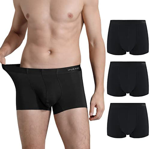 INNERSY Men's Micro Modal Boxer Briefs No Show Short Leg Trunks Underwear 3 Pack