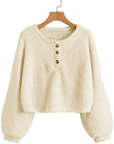 Girls Sherpa Fleece Crop Tops Oversized Puff Long Sleeve Sweatshirt Jacket Coat