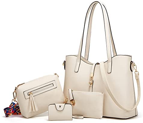 Women Fashion Handbags Wallet Tote Bag Shoulder Bag Top Handle Satchel Purse Set 4pcs