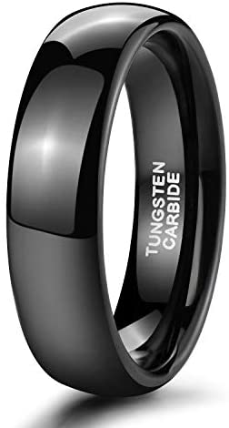 TRUMIUM 2mm 4mm 6mm 8mm Black Tungsten Ring for Men Women Wedding Band Domed High Polish Comfort Fit 4-15