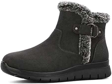 mysoft Women's Winter Snow Boots Side Zipper Warm Ankle Booties Slip on Shoes Indoor Outdoor