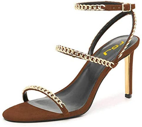 Sexy Bridal Women Chain Strappy Sandals Slim High Heel Ankle Strap Slingback Wedding Dress Shoes Size 4-15 US