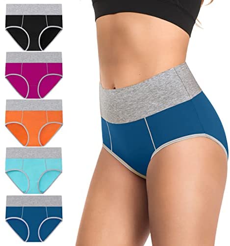 Women's Underwear Cotton, High Waisted Full Coverage Briefs, Soft Stretch No Muffin Top Ladies Panties Regular & Plus Size