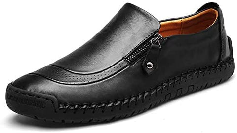 JINGJING Men Loafers Casual Zipper Non-Slip Soft Comfortable Slip On Loafers
