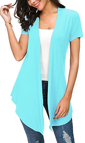 Womens Open Front Short Sleeve Cardigans for Women Lightweight Summer Drape Cardigan Vest