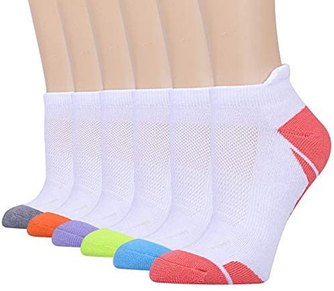 Womens Athletic Ankle Sports Running Low Cut Tab Cushioned Socks 6 Pack