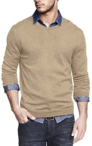 Men Knit Dress Sweater Slim Fit Crew Neck Long Sleeve Pullover Sweater