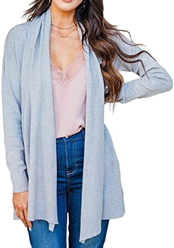 Women Casual Open Front Cardigans Solid Color Lightweight Simple Style Cardigan Sweaters Outwear