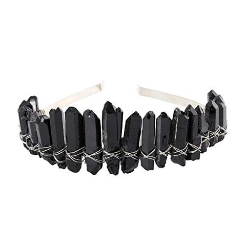 AWAYTR Raw Crystal Quartz Crown – Rhinestone Tiara Mermaid Headband for Woman Weeding and Partie(white)
