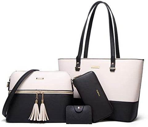 Women Fashion Handbags Wallet Tote Bag Shoulder Bag Top Handle Satchel Purse Set 4pcs